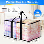 BlissTotes 6-Pack Large Moving Bags with Backpack Straps & Strong Zippers, Heavy-Duty Storage Bags Moving Boxes for Space Saving, Dorms, Transport, 76L-20 Gallons, Clear - size: 20 Gallons