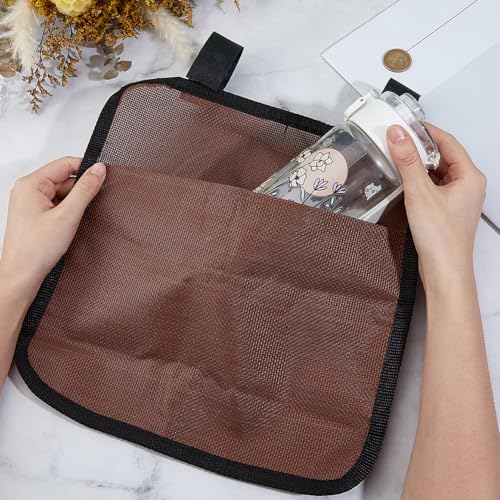 GORGECRAFT 41 * 30cm Beach Chair Hanging Bag Armrest Chair Side Organizer Cloth Bedside Caddy Organizers Bed Buk Storage Bag Wheelchair Hanging Side Pocket Bag for Tablet Cellphone Remote Control - color: Coconut Brown