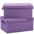 HOONEX Foldable Storage Bins with Lids, Pack of 2, Storage Boxes with 2 Carrying Handles and Sturdy Heavy Cardboard, 16.5" L x 11.8" W x 7.5" H for Shoes, Books, Clothes, Purple - color: Purple