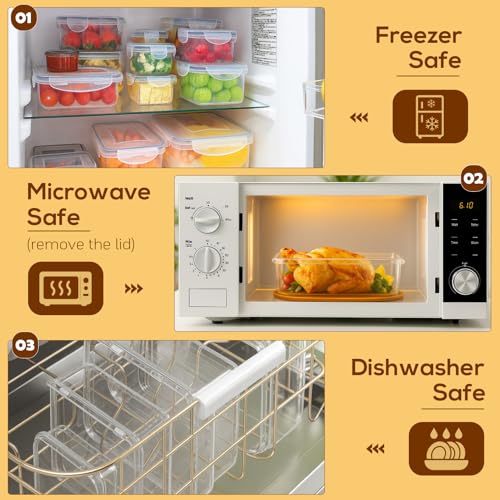 50 PCS Thicker Food Storage Containers with Lids, Clear Stackable Airtight Leakproof Reusable Plastic Meal Prep Container Set for Kitchen Storage/ Lunch, Fridge/ Microwave Safe with Labels&Pen - size: 405oz-25 Pack