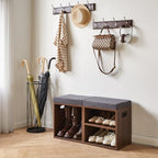YMYNY Small Shoe Storage Bench with Cushion, 2 Tier Entryway Bench with Shoe Storage, Shoe Rack Bench for Entryway, Living Room, Hallway, Closet, Bedroom, 15.4L*11W*16.54H, Light Walnut HBD028LW - color: Light Walnut