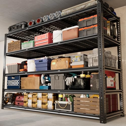 60" W x 24" D x 72" H Garage Shelving Heavy Duty Metal Shelving 3030LBS Storage Shelves Adjustable Metal Shelves for Storage Industrial Garage Shelves for Warehouse Basement - color: Black-visible Hole, size: 60" W x 24" D x 72" H
