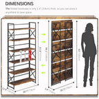 4NM Extra Wide 6 Tiers No Assembly Book Shelves, 61.8" H Folding Bookshelf Bookcase Open Industrial Foldable Shelves for Bedroom, Living Room, Home Office - Rustic Brown Black - color: Rustic Brown Black, size: Wide XX 6-Tier