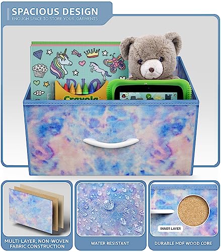 Sorbus Dresser with 8 Drawers - Furniture Storage Chest Tower Unit for Bedroom, Hallway, Closet, Office Organization - Steel Frame, Wood Top, Easy Pull Fabric Bins (8-Drawer, Blue) - color: Tie Dye Blue, size: 8 Drawer