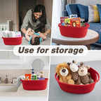 Pro Goleem Small Woven Basket with Gift Bags and Ribbons Durable Baskets for Gifts Empty Small Rope Basket for Storage 12"X 8" X 5" Baby Toy Basket with Handles, Red - color: red