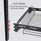 junyuan Kitchen Dish Rack,Hanging Dish Drying Rack Organizer Storage Shelf Over Sink,2 Tier Wall Mount Bowl Holder with Drain Tray and Silverware Stainless Steel Black Coating Ajustable Height - size: 2tier-Wall Mount