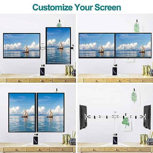 MOUNT PRO Dual Monitor Stand, Free-Standing Full Motion Monitor Desk Mount Fits 2 Screens up to 27 inches,17.6lbs with Height Adjustable, Swivel, Tilt, Rotation, VESA 75x75 100x100,White - color: White, size: Dual