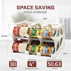 FIFO Can Tracker 2-Pack - 2-Tier Rotating Food Can Organizer for Pantry, Expandable Soda Can Storage for Kitchen, Holds 30 Cans of Food or Soda - size: 2 Pack, style: 30 can
