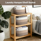 75L Large Woven Storage Basket, Cotton Rope Laundry Hamper with Handles, 22”x17”x12” Rectangle Blanket Basket for Toys, Clothes, Pillows, Nursery and Living Room, Gradient Brown/White - color: Gradient Brown/White