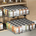 BOIVSHI 2-Tier Pull Out Spice Rack, Spice Rack Organizer, Pull Out Spice Racks for Inside Cabinets, Height Adjustable Heavy Duty Metal Basket for Inside Cabinet & Pantry (13.5''Wx10.5''Dx9.5''H) - size: 2 Tier,13.5''Wx10.5''Dx9.5''H
