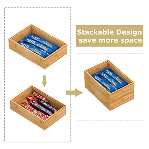 Bamboo Kitchen Drawer Organizer,Stackable Silverware Tray Utensil Organizer Cutlery Holder for Kitchen,Wooden Storage Box for Bathroom, Multi-Use Storage Bins Boxs Dividers for Office(9x6x2.5 inch） - size: 9x6x2.5inch