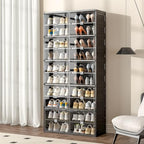 Vipbox Shoe Rack Organizer Cabinet for Closet Entryway,Clear Shoe Storage Boxes Stackable Sneaker Storage with Door Easy Assembly Black Shoe Cabinet with Lids Large 10 Tiers 40 Pairs - size: 10 Tiers 40 Pairs