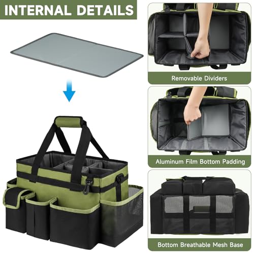 Cleaning Caddy,Large Cleaning Bags for Housekeepers,Cleaning Supplies Organizer with Handle,Green - color: Green, size: Large