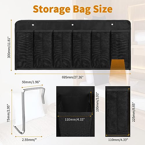 RVZONE RV Shoe Pockets 6 Large Pockets Heavy Hanging Bedside Storage Organizer with Sturdy Hooks Storage Pockets Hangs on bed for Shoes Toys and Tool Accessories - color: Black, size: Mesh, 1pcs