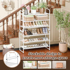 SUFAUY 3-Tier Mesh Shoe Rack, Closet Metal 33" Wide Shoe Shelf Heavy Duty, White - color: White, size: 3 Tier