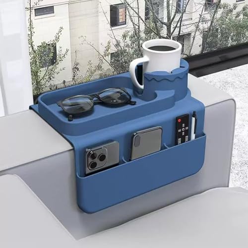 Couch with Cup Holders Silicone Sofa Armrest Organizer for 6-14" Arms Anti-spill Armchair with Detachable Side Pocket for Remote & Tablet - color: DL