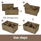 VERONLY Cosmetic Storage Bins Makeup Organizer, Adjustable Multifunction Storage Box Desk Drawer Divider for Makeup Brushes, Bathroom Countertop or Dresser, Set of 4 - style: Brown 4PC