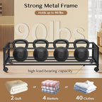 Under Bed Storage with Wheels,2 Pack Under Bed Storage Containers with Clear Lids,Under the bed storage Organizer Bins, Large Rolling Under Bed Metal Drawer for Clothes,Shoes,Blankets