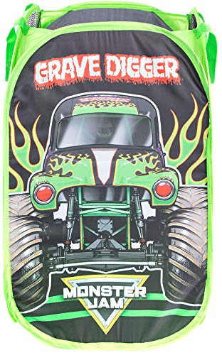 Jay Franco Monster Jam Grave Digger Pop Up Hamper - Mesh Laundry Basket/Bag with Durable Handles - color: Monster Jam - Grave Digger