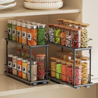 2 Packs Pull Out Spice Rack Organizer for Cabinet, 2-Tier Slide Out Seasoning Organizer, Narrow Cabinet Spice Rack, 10.7" Dx4.8 Wx8.85 H, Full Extension Ball Bearing Glides, Kitchen Pantry Organizer - size: 2 Pack
