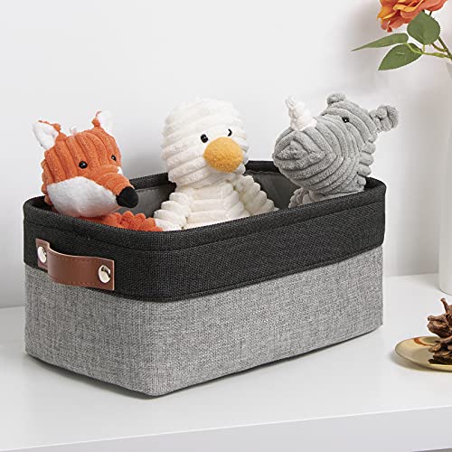 DULLEMELO Small Collapsible Fabric Basket for Organizing, Shelves, Closets, Laundry, Nursery, Decorative Gift Basket (Black&Gray) - color: Black&Gray, size: Small-11.8"x7.9"x5.1"