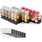 SpaceAid Pull Out Spice Rack Organizer for Cabinet, Heavy Duty Slide Out Seasoning Kitchen Organizer, Cabinet Organizer, with Labels, 7.7" W x10.75 D x4 H, 3 Drawers 1-Tier - style: Three 2"W Drawers, 1-Tier