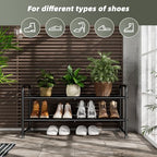 SUFAUY 2-Tier Mesh Shoe Rack, Closet Metal 33" Wide Shoe Shelf Heavy Duty, Black - color: Black, size: 2 Tier
