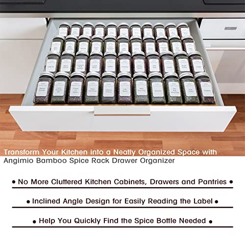 Bamboo Spice Rack Drawer Organizer - 8 Pieces Set- 10" Wide Per Piece - Combine Pieces Into 20" Wide Rack (10" or 20") - size: 20"