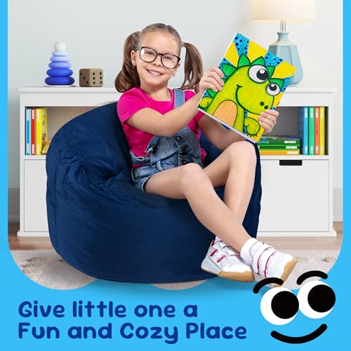 Hobestluk Bean Bag Chairs 2.5FT Bean Bag Chair with Memory Foam Filled & Machine Washable Cover,Beanbag Chair, Small Bean Bag Chairs for Playroom, Living Room, Bedroom - color: Blue, size: 2.5FT - 28.5" x 28.5" x 17.8"