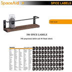 SpaceAid Spice Rack with 24 Spice Jars, 386 Spice Labels, Chalk Marker and Funnel, Wood Hanging Seasoning Shelf for Cabinet Door or Wall Mount (4 Pack) - style: Racks with Jars