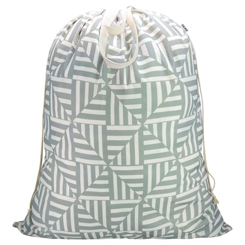 Canvas Laundry Bag 33"Wx 35"H, Thick Canvas Laundry Bag with Handles & Drawstring, Extra Large Heavy Duty Washable Basket Liner Hamper Liner Storage Sack (Geometry Light Gray) - color: Geometry Light Gray,1pc XL, size: XL 33"W x 35"H┃1 Pack