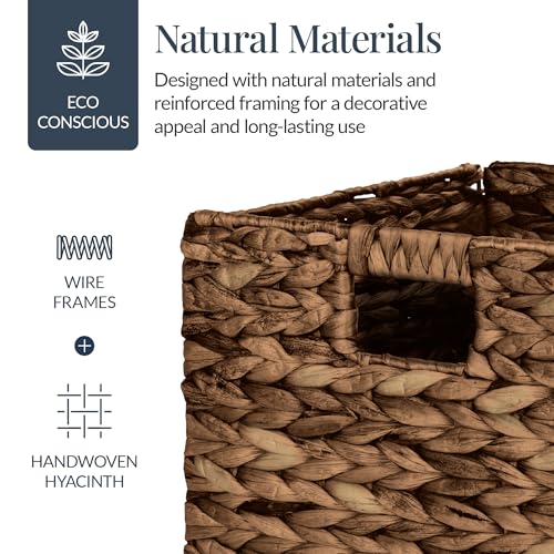 Best Choice Products 12x12in Pack of 5 Cube Storage Baskets, Water Hyacinth Multipurpose Collapsible Organizers, Handwoven Laundry Totes for Laundry, Living Room, Kids Room & Nursery - Brown - color: Brown, size: 12x12in