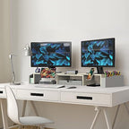 Simple Houseware Desk Dual Monitor Stand Riser with Drawer, Maple - color: Maple