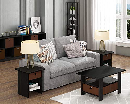 Furinno BASIC Book Shelf, 6-Cube Bookshelf with Open Shelf, 3 x 2 Bookcase with Storage Bins, Closed Back, Horizontal, 11.9 x 31.6 x 23.6, for Living Room, Bedroom, Home Office, Americano - color: Americano/Medium Brown, size: 6-Cube with Bin