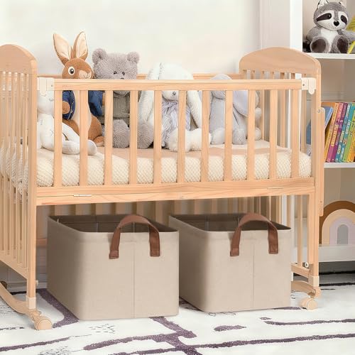 CHICVITA Storage Baskets for Shelves, Closet Fabric Storage Bins with Metal Frame, Collapsible Towel Organizer for Closet Living Room, 14 ¾" L x 10 ¼" W x 8 ¼" H, Brown, 2-Pack - color: Brown 2-Pack, size: 14 ¾" L x 10 ¼" W x 8 ¼" H