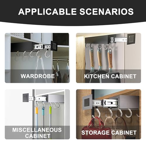 Pull Out Pot Racks, Pot and Pan Organizer with Hooks, Kitchen Pots and Pans Rack Pot Hanging Holder Under Cabinet, Aluminum Alloy Sliding Under Storage (Gray, 5 Hooks) - size: 5 Hooks