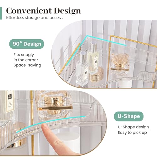 Aveniee Corner Bathroom Counter Organizer, Bathroom Countertop Shelf Makeup Organizer for Vanity Perfume Tray for Corner Storage (2 Tiers, Green) - color: Gem Green, size: 2 Tier