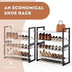 8-Tier Tall Shoe Rack, Stackable Zero-Wobble Metal Frame with Screw-Fastened Joints, 11.8" Deep Heel-Friendly Non-Woven Shelves, Space-Saving Shoe Tower for Closet Entryway Bedroom - size: 8-Tier