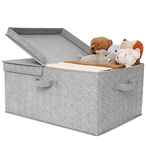 GRANNY SAYS Fabric Storage Bin with Lid, Decorative Storage Box with Label, Extra Large Storage Baskets, Closet Organizer, Memory Keepsake Box, Gray, 1-Pack - color: Gray, size: Extra Large - 1 Pack