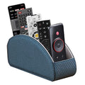 Leather Remote Control Holder,TV Remote Caddy with 5 Compartments,Desktop Organizer,for Store TV,DVD,Blu-Ray,Media Player,Heater Controllers(Blue) - color: Blue