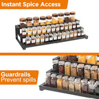 3-Tier Spice Rack Organizer for Kitchen Cabinet or Pantry, 16"-29" Expandable Spice Organization Shelf, Seasoning Organizer, Metal Display Shelf, Slip-Resistant Design for Jars and Bottles, Black - size: Small-Black- Fits 9.25" Deep Cabinet