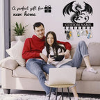 Custom Dragon Design Metal Wall Key Holder, Adhesive Key Rack Hook Organizer for Living Room Bedroom - color: 08 Dragon