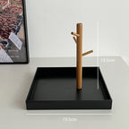 Shinpuru Key Tray & Key Bowl, Jewelry Tray with Wood 3-Tier Hanging Organizer - Multi-Functional Entryway Tray, Perfect for Key Bowl, Ring Holder, Jewelry Dish Organize (Black Square) - color: Black Square