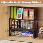 Adjustable Kitchen Countertop Organizer, 2-Tier Expandable Cabinet Counter Shelves, Heavy Duty Steel Pantry Organizers and Storage Shelf Rack Stand Riser, Adjustable Length & Height, Black