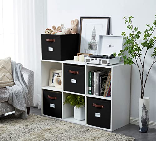 DECOMOMO Storage Baskets, 13x15x13 Storage Cube Bins with Labels for Organizing Shelves Kallax (Kallax / 4pcs, Black) - color: Black, size: Kallax 13" x 15" / 4pcs