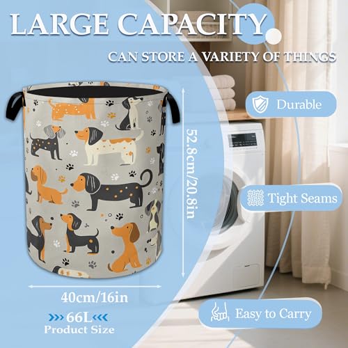 Dachshund Dog Laundry Basket Collapsible Laundry Hamper Clothes Toy Storage Bin for Bathroom Bedroom Room Decor 16" X 20.8" - color: Dachshund Dog