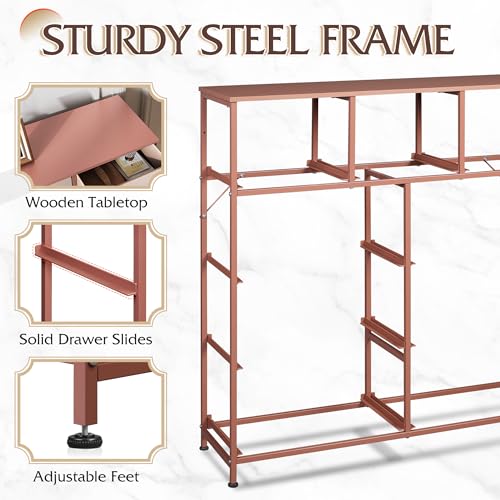 WLIVE 9-Drawer Dresser, Fabric Storage Tower for Bedroom, Hallway, Entryway, Closet, Tall Chest Organizer Unit with Fabric Bins, Steel Frame, Wood Top, Easy Pull Handle, Pink - color: Pink