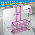 Sevenblue Hair Tool Organizer, 3-in-1 Universal Hair Dryer Holder, Adjustable Height Metal Blow Dryer Holder Wall Mounted/Over Cabinet Door/Free-Standing (Pink) - color: Pink