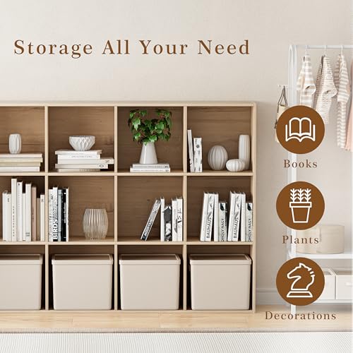 VDNEND Wooden Cube Storage Organizer with Closed Back Panel, 11in Cube Shelf Opening, Bookshelf, Display Shelf,Closet Cabinet for Home and Office (White Oak, 12-Cube 35.98L*9.45W*47.72H) - color: White Oak, size: 12-Cube 35.98L*9.45W*47.72H