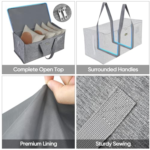 BALEINE Extra Large Storage Tote with Zippers & Carrying Handles, Heavy-Duty Oxford Fabric Moving Bags for Laundry, Space Saving, Storage,2-Pack, Winter Gray - color: Gray, size: 2-Pack